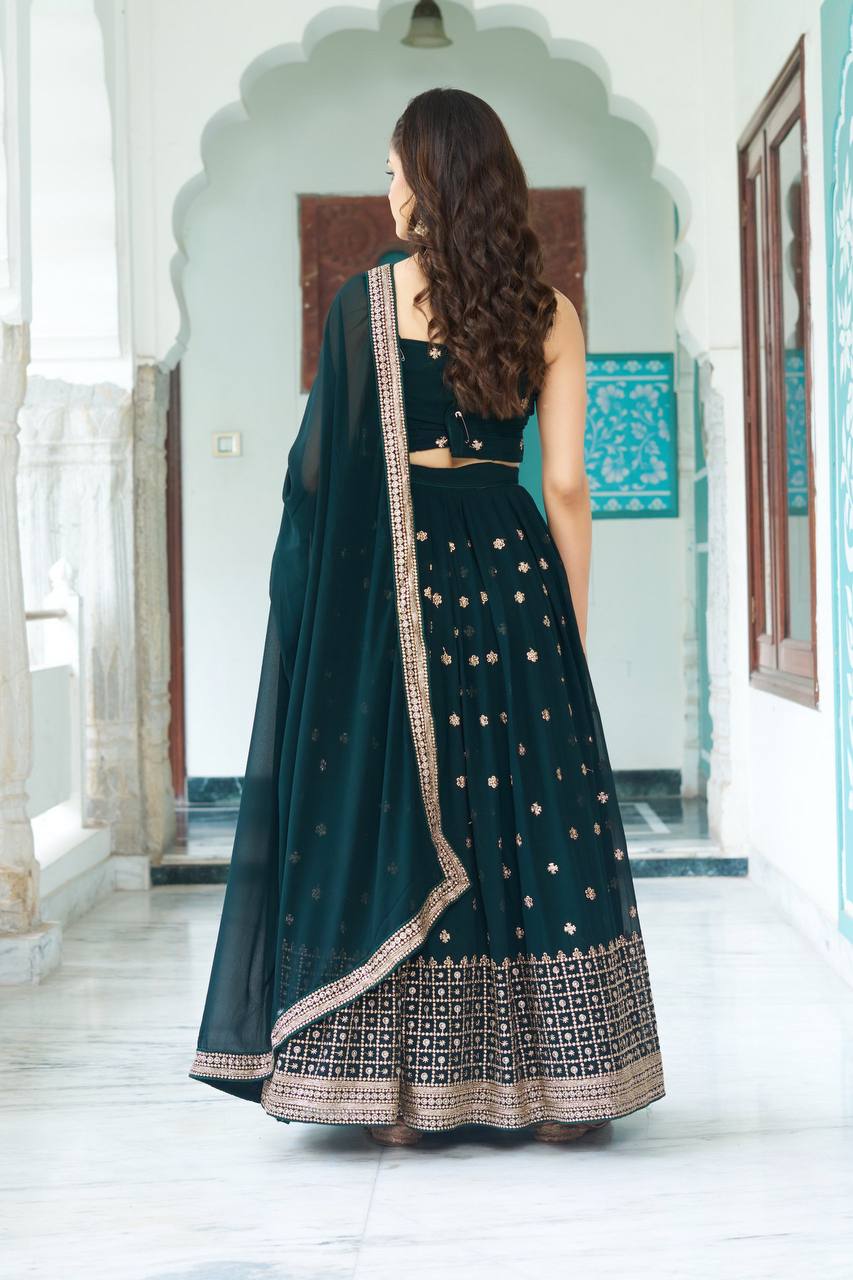 Heavy embroidery wedding lehenga in georgette fabric