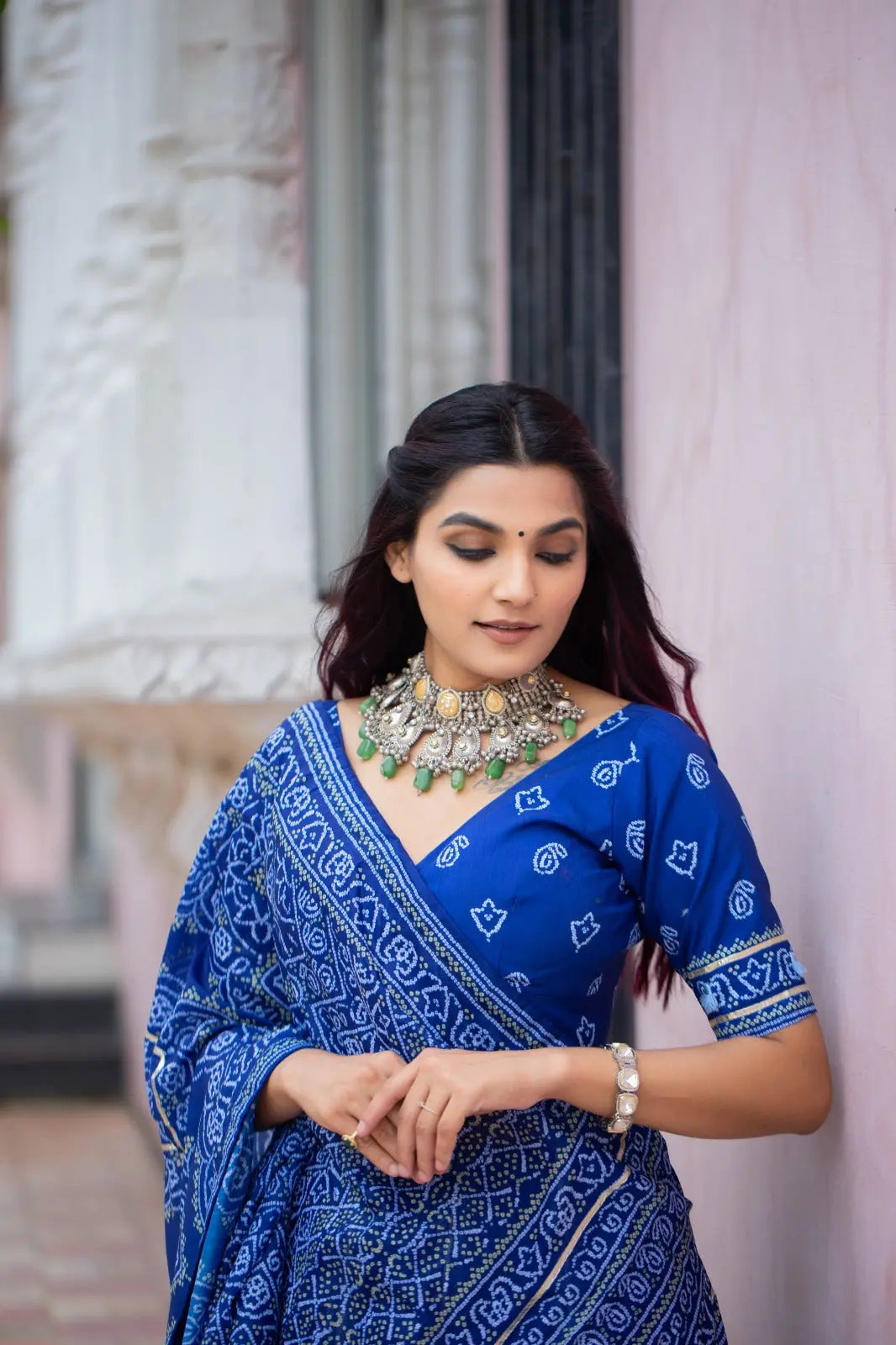 Bandhani Lehenga Choli with Gota Patti Work – Vaishali Silk Tijori Threads