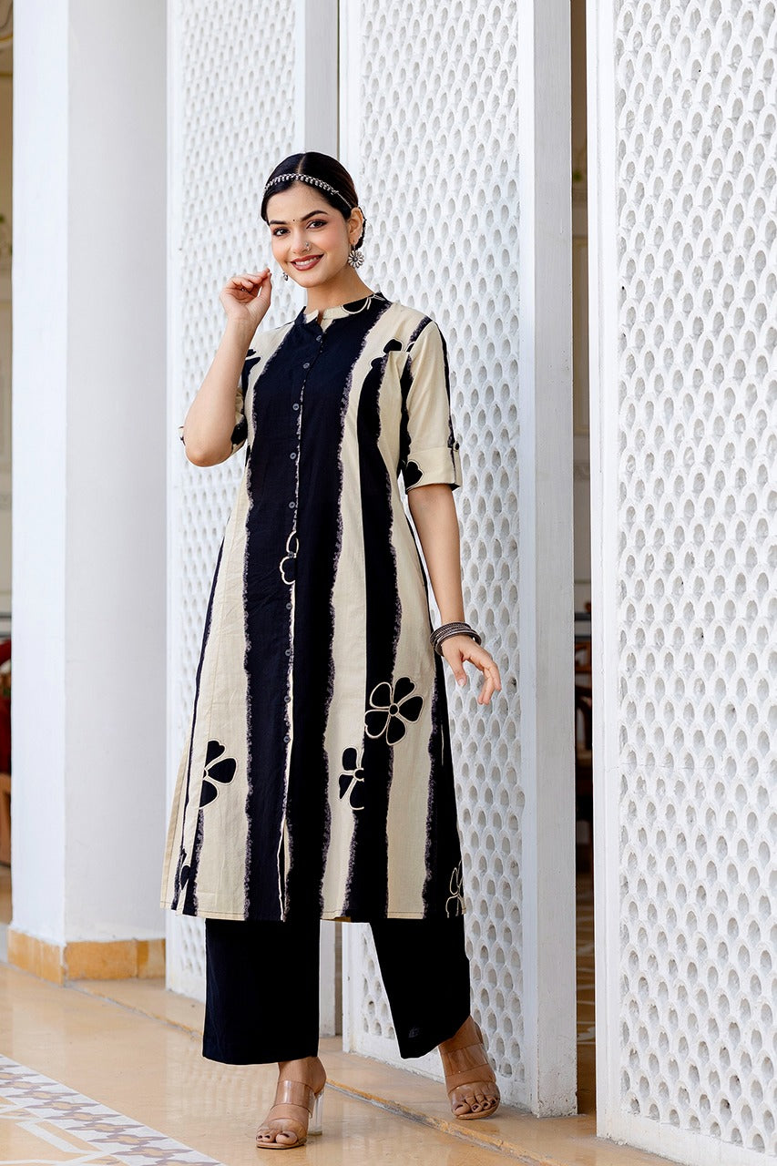 Designer Cotton Co-ord Set – A-line Kurti & Pants