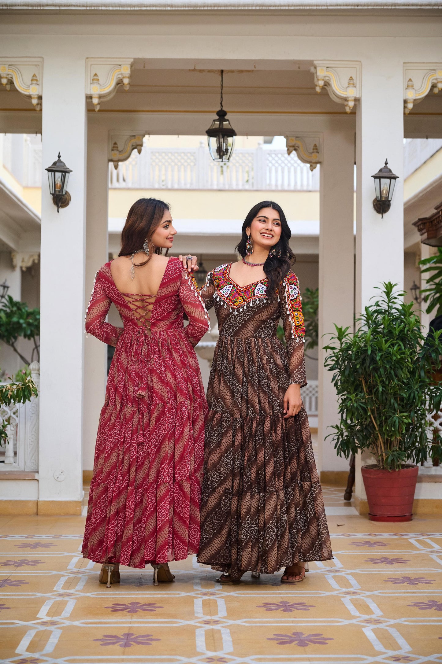 Designer Navratri Gown with Mirror Work – Tijori Threads