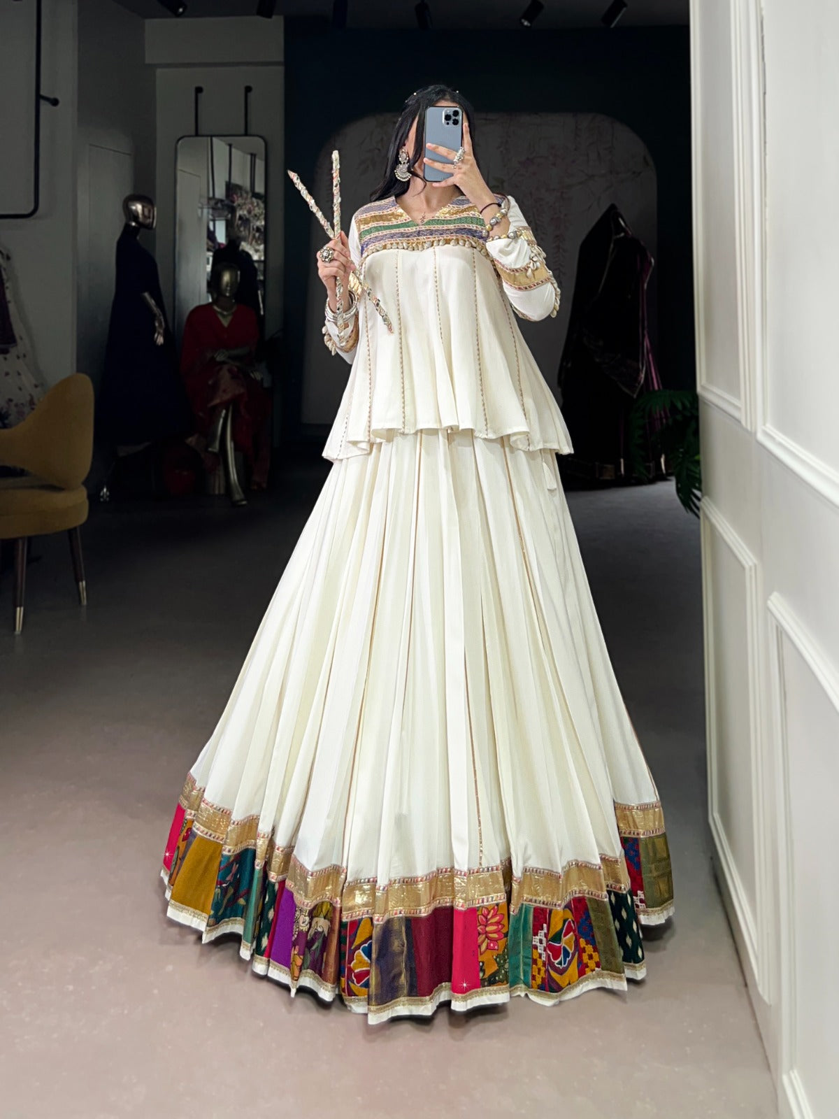 Stitched Lehenga Choli with 8 Meter Flair for Garba Nights