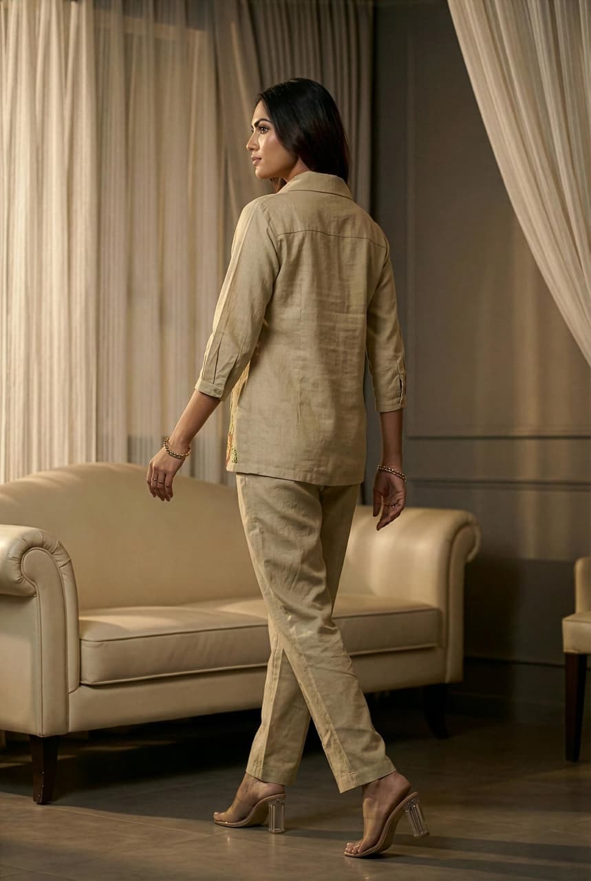 embroidered cotton co ord set ladies