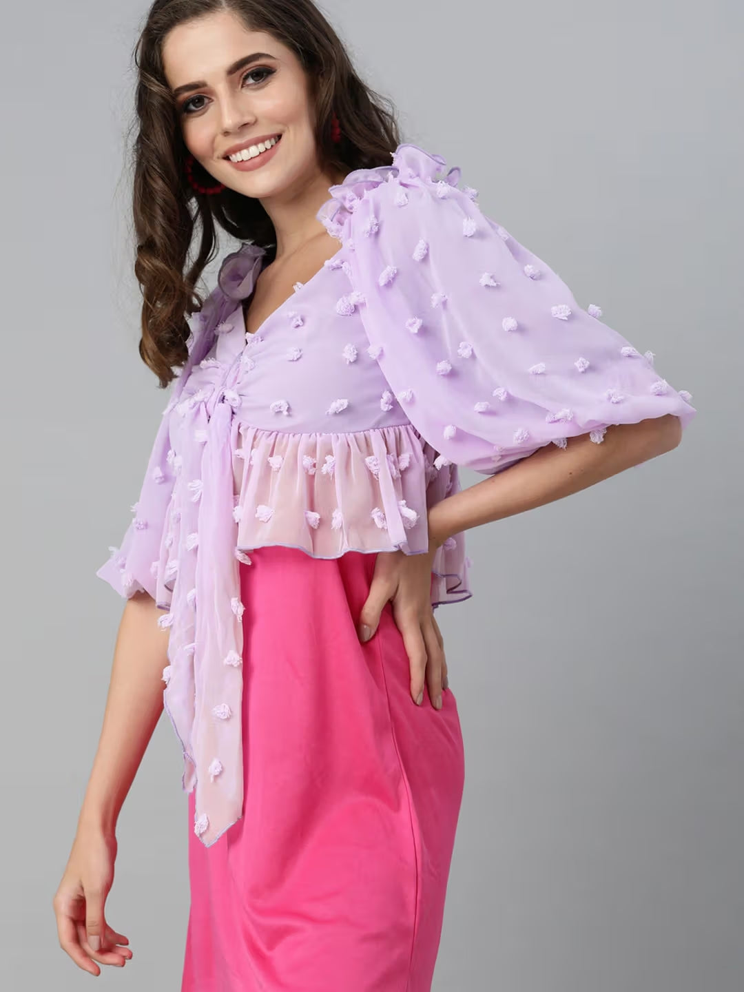 Sweetheart Neck Lavender Top