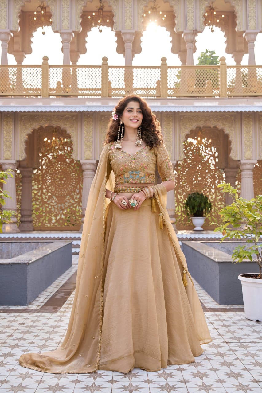 crunchy silk 9 meter lehenga choli