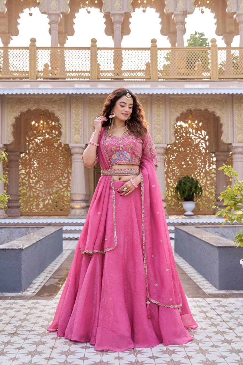 heavy moti embroidered lehenga