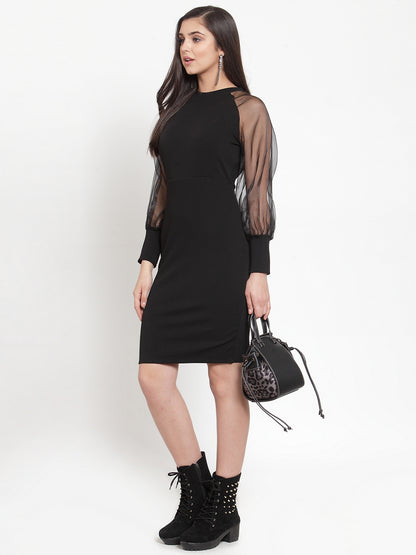 Classic Black Sheath Dress with Zip Closure