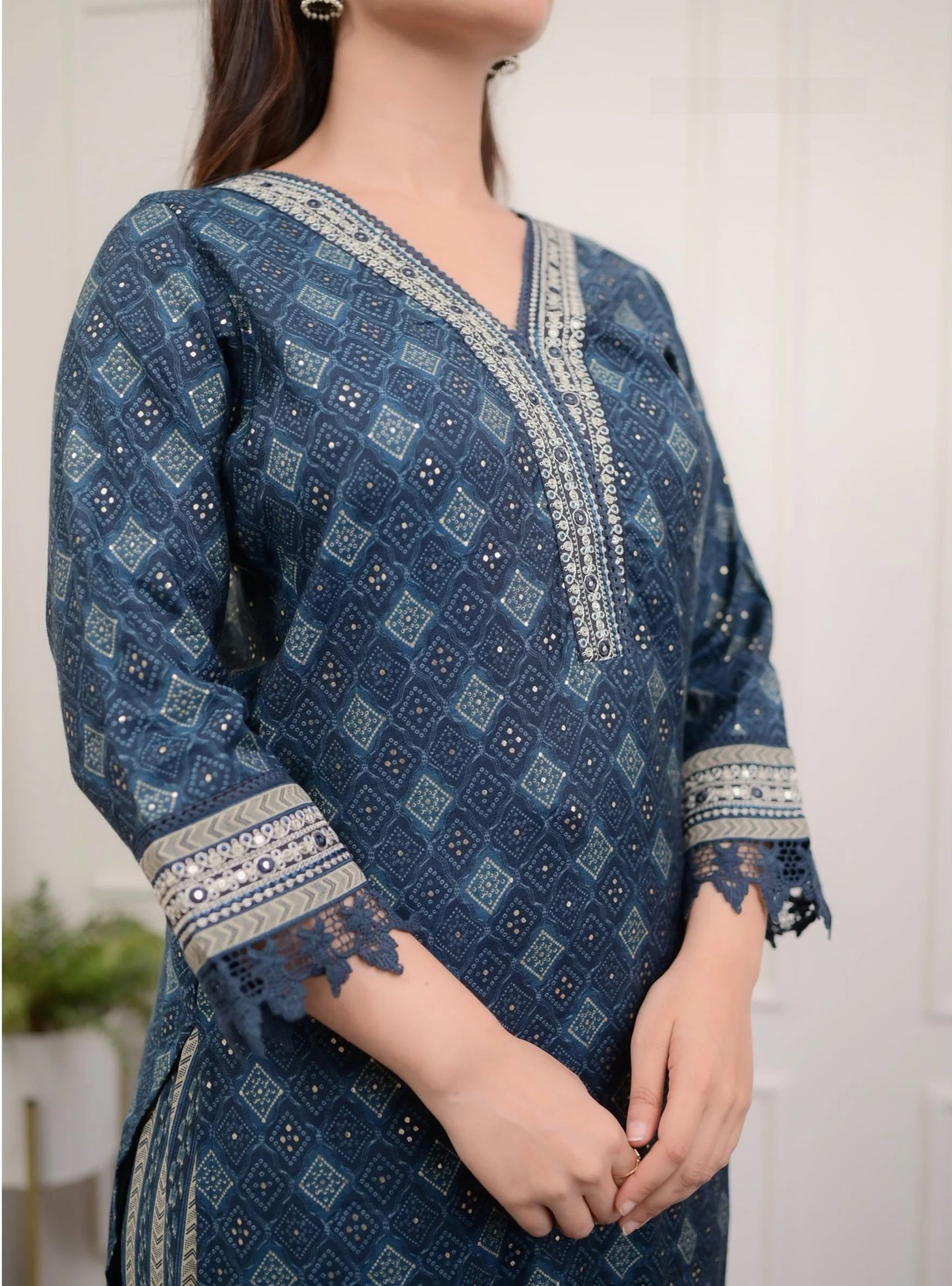 Neelam Viscose Navy Blue Kurta Set with Chanderi Dupatta – Elegant Women’s Ethnic Wear