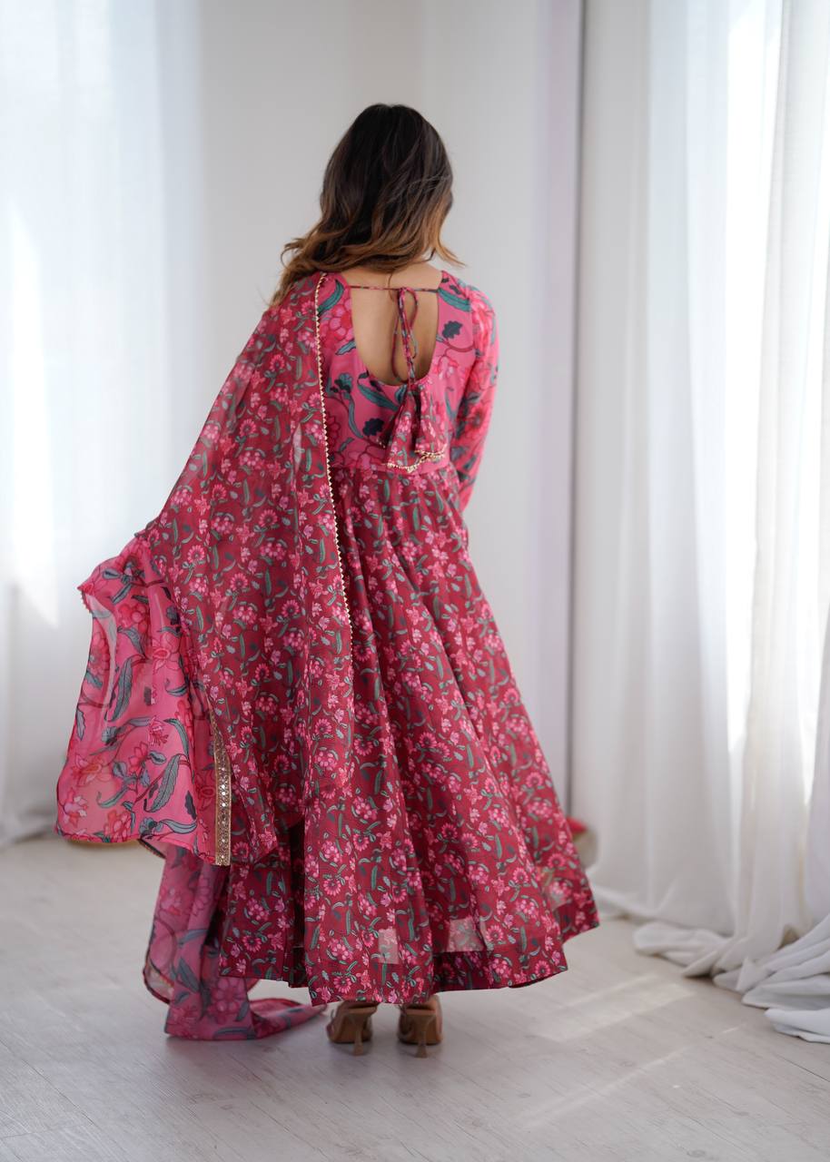 Kali cut organza Anarkali dress