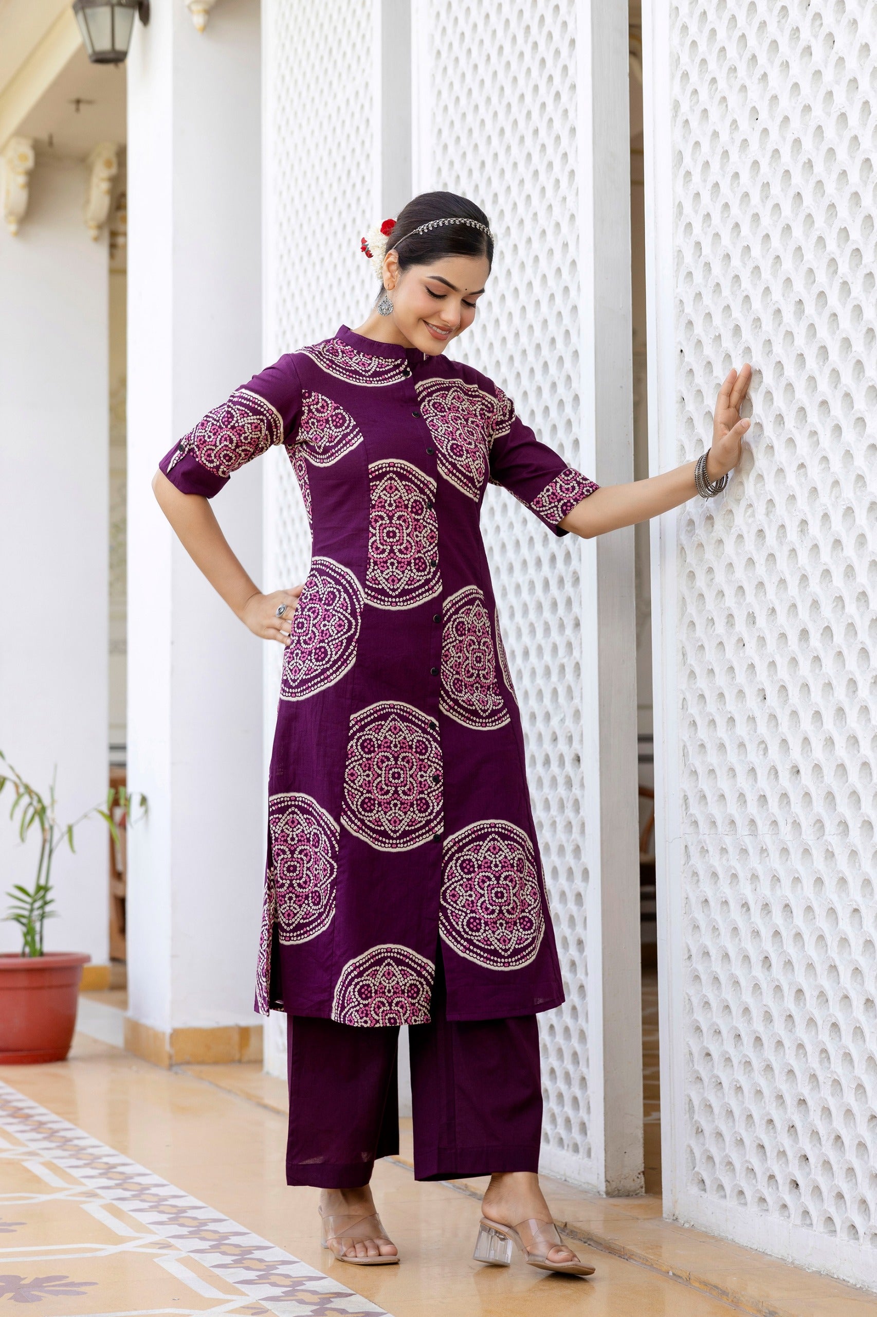 Abstract Printed Cotton Kurti Set for Summer Fashion