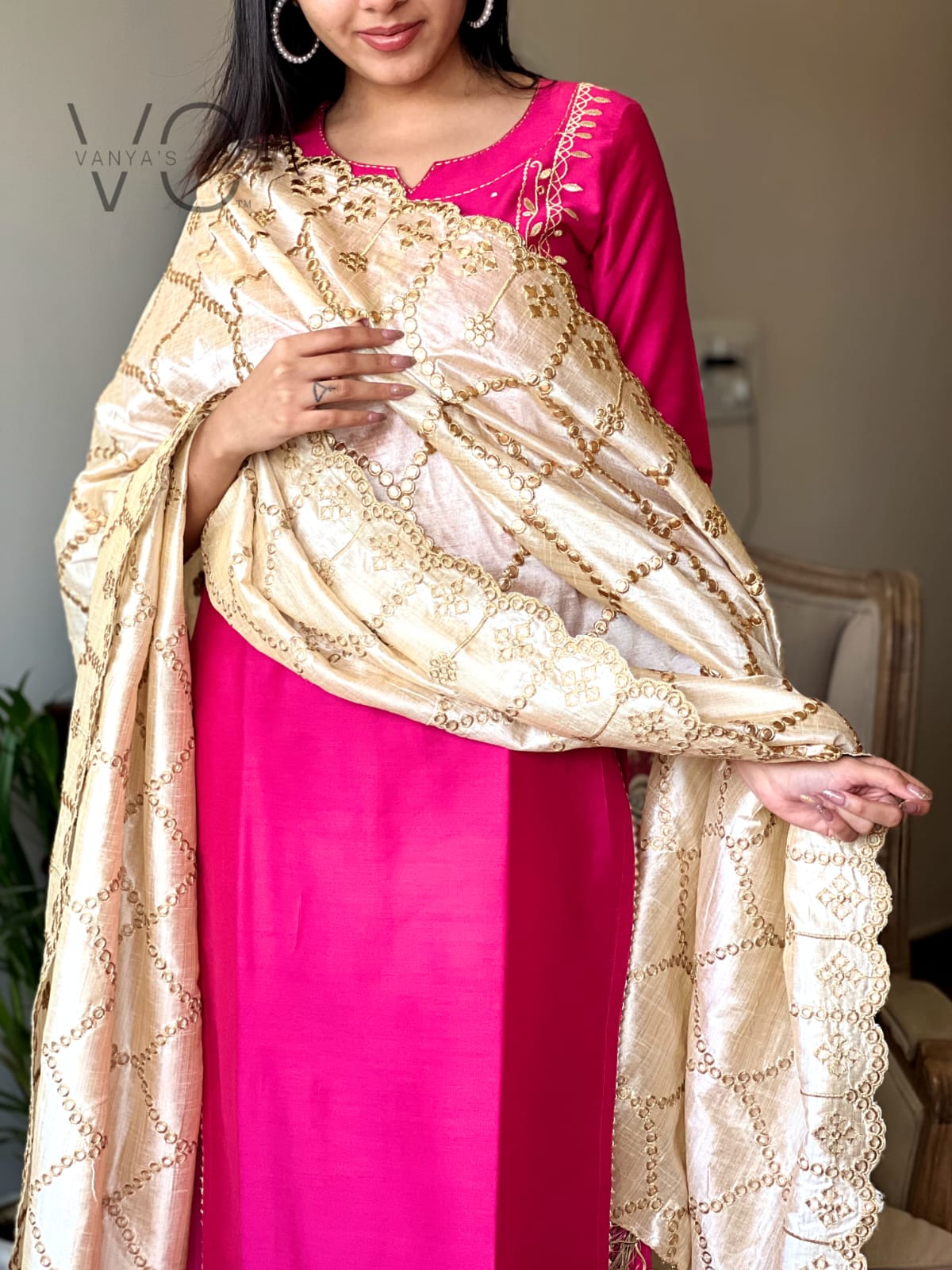 Festive Wear Cotton Silk Embroidered Suit