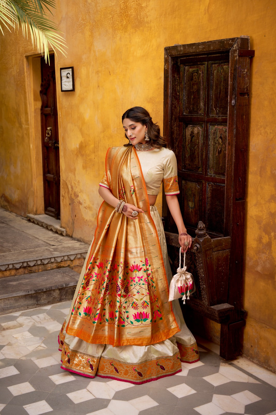 paithani silk lehenga choli with zari weaving
