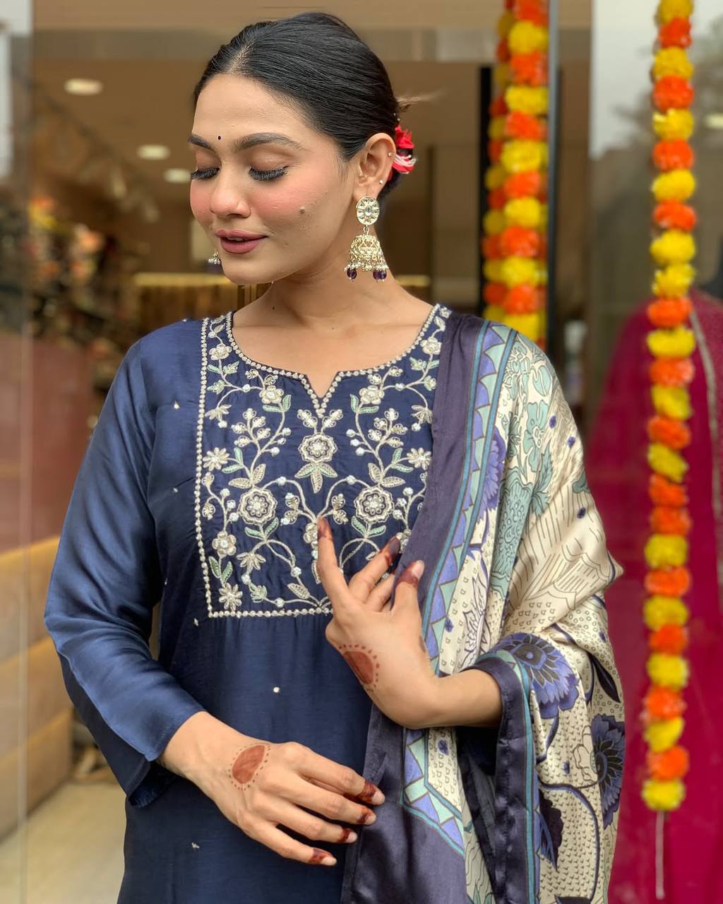 Sequence Work Chanderi Kurta for Women