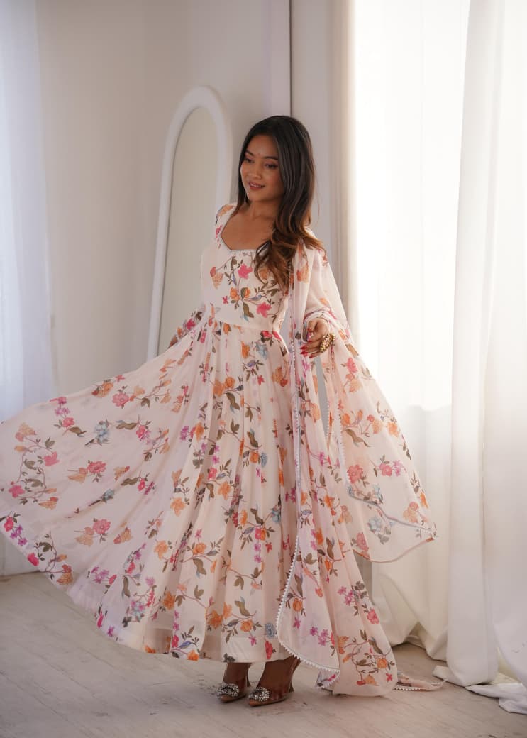 festive georgette gown set online