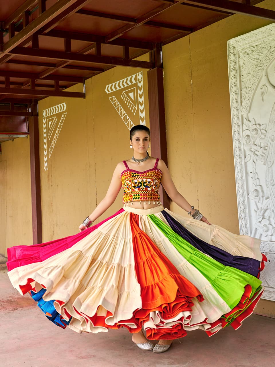 Traditional Cotton Lehenga with 25 Meter Flair for Garba Nights