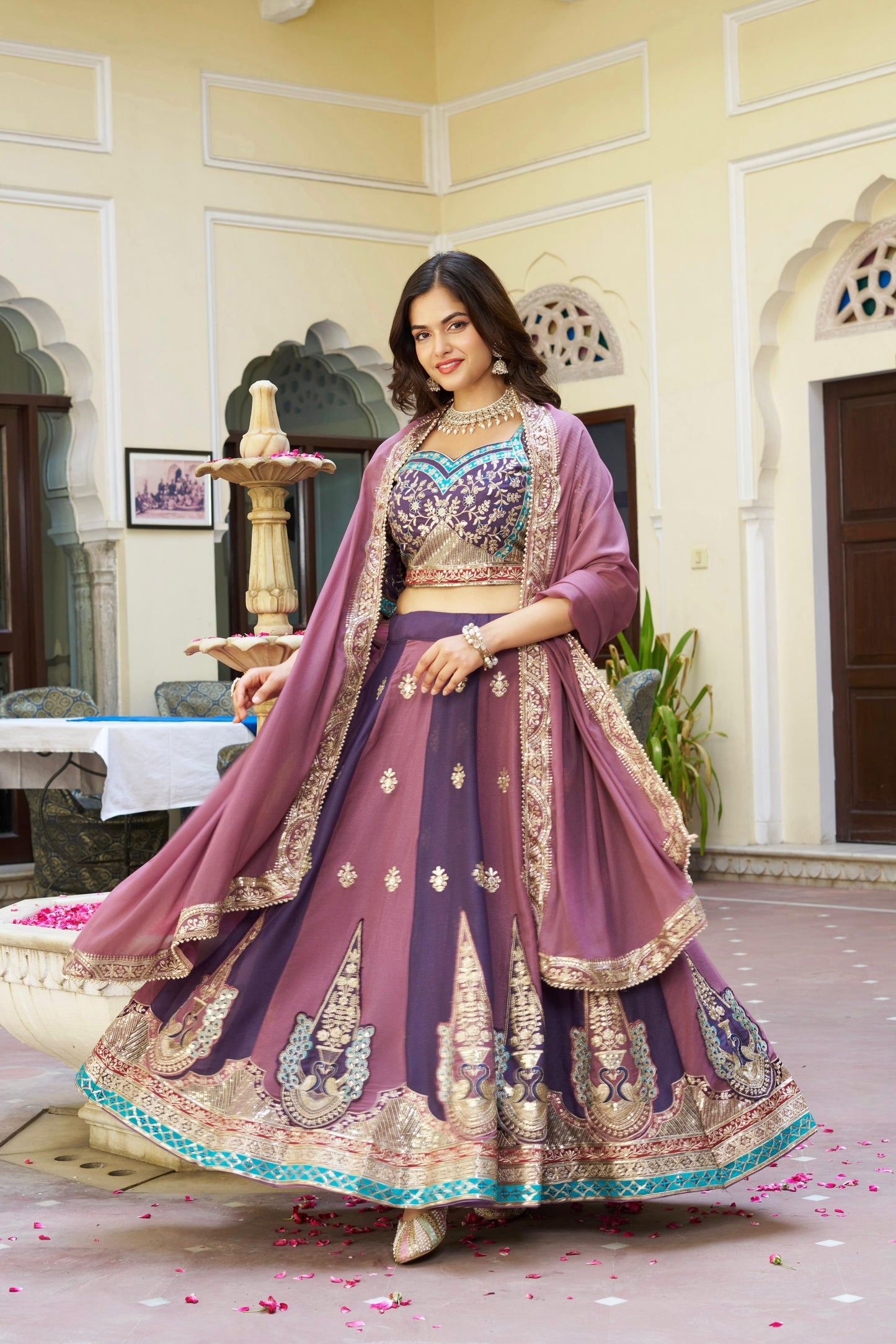 star georgette embroidered lehenga choli