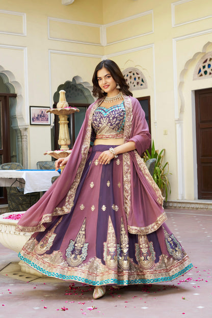 star georgette embroidered lehenga choli