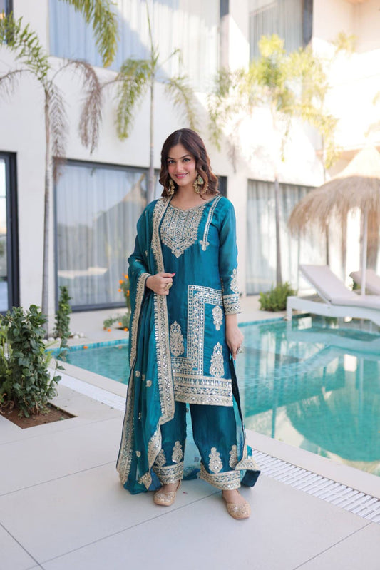 sequins embroidered kurti set for women