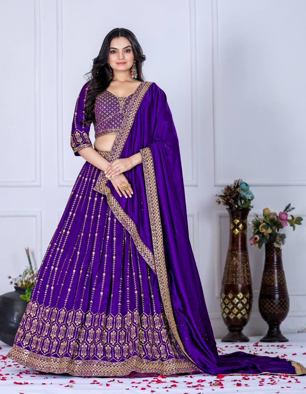Multi Thread and Sequence Work Lehenga with Dupatta