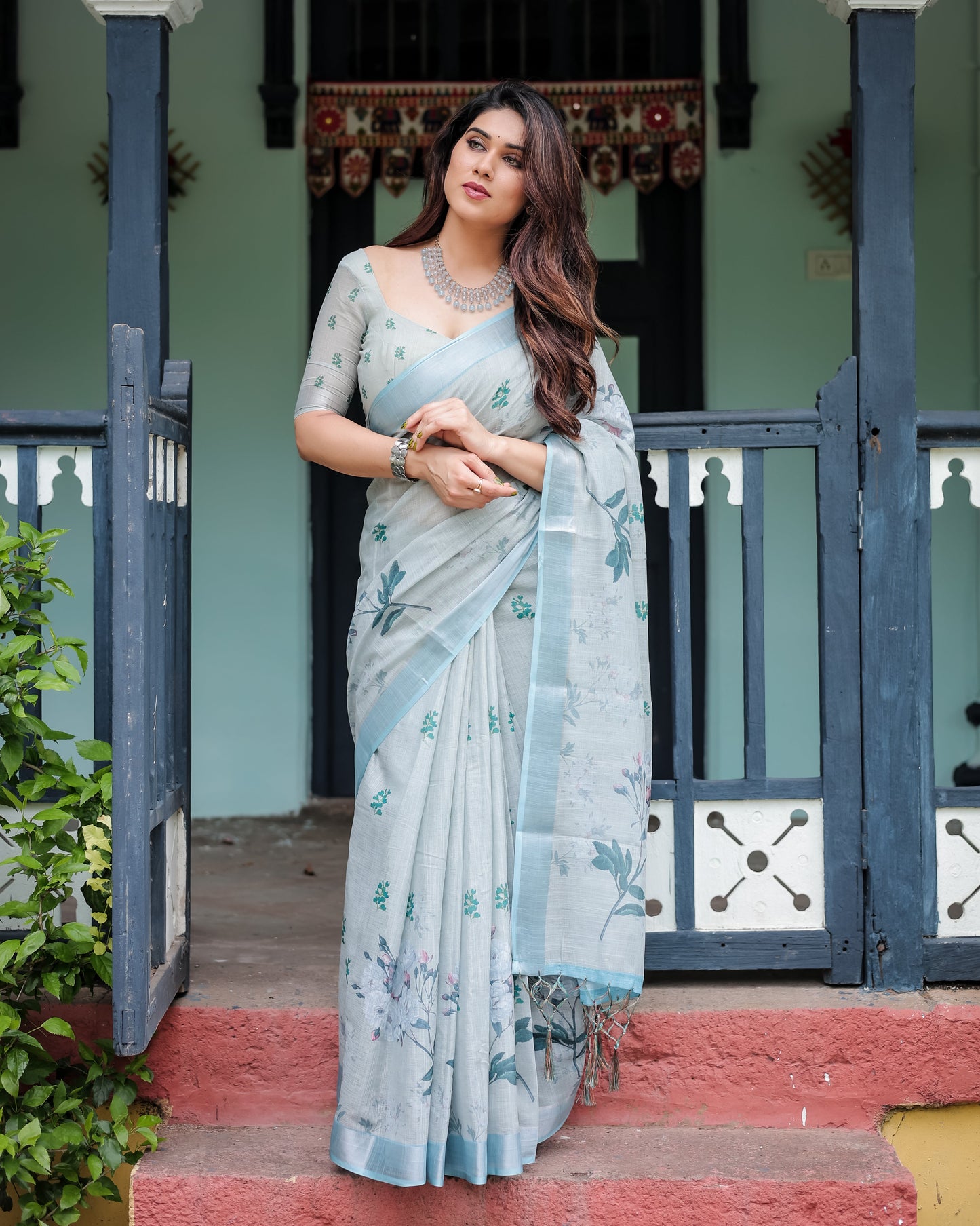 pure linen saree high quality - Tijori threads