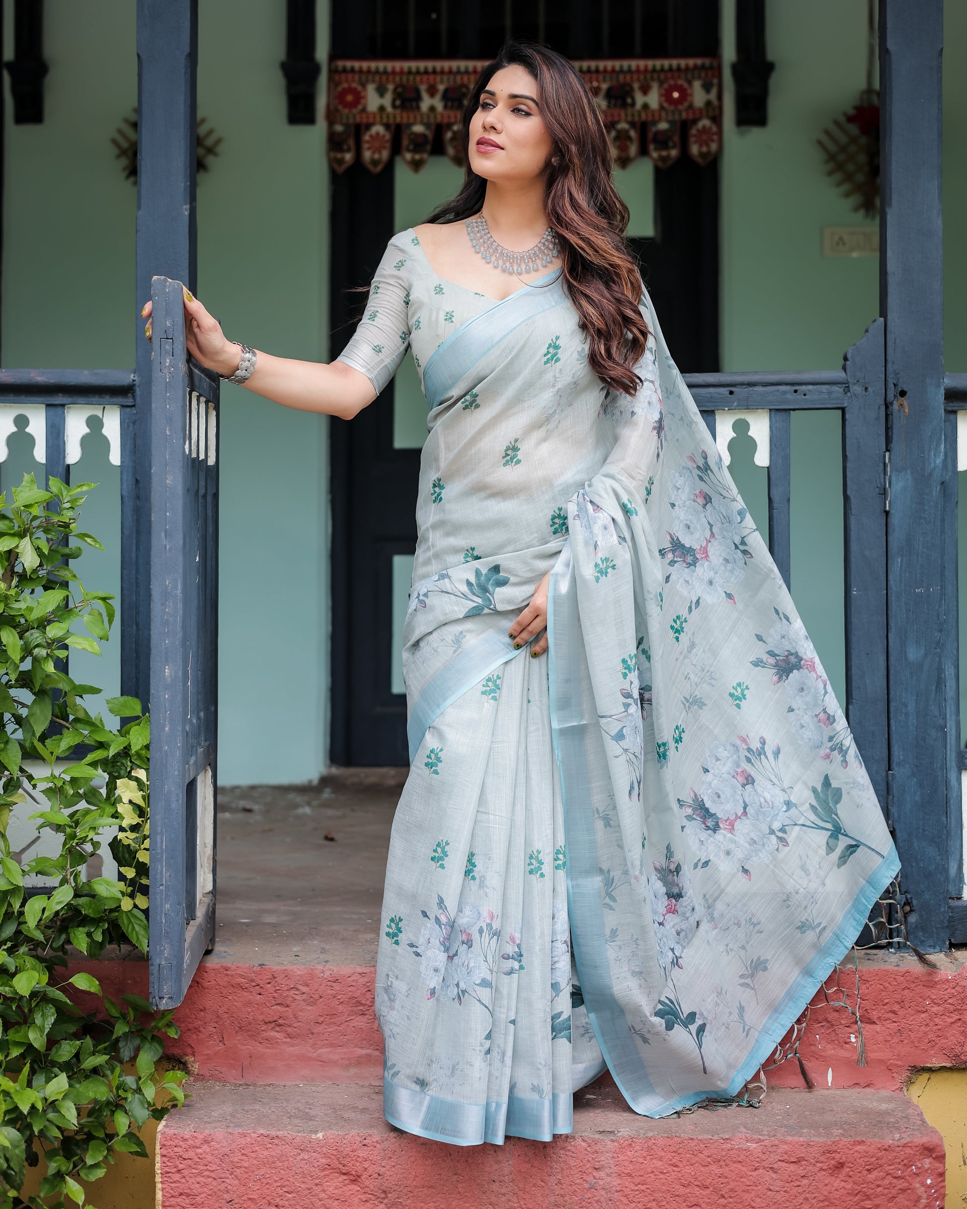 pure linen saree high quality - Tijori threads