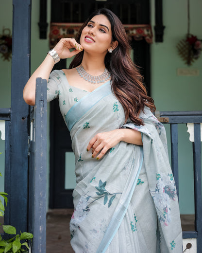 pure linen saree high quality - Tijori threads