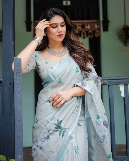 pure linen saree high quality - Tijori threads