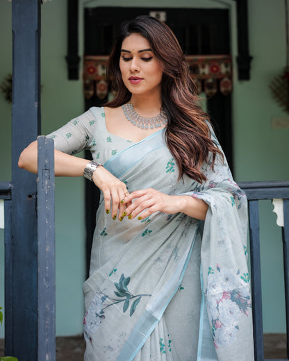 pure linen saree high quality - Tijori threads