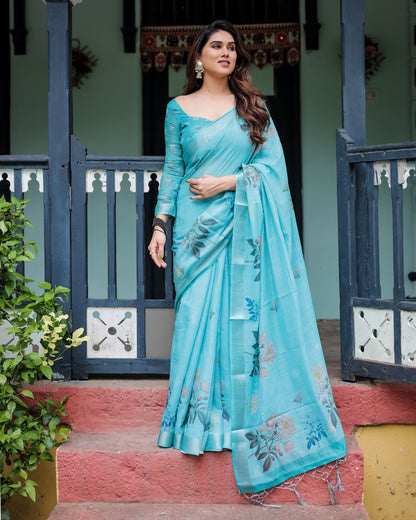 pure linen saree high quality - Tijori threads