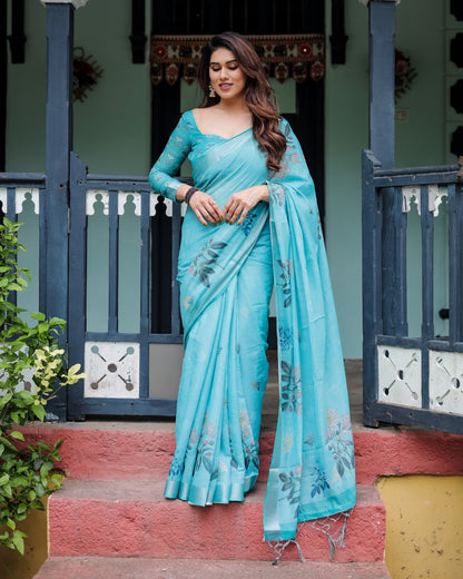 pure linen saree high quality - Tijori threads