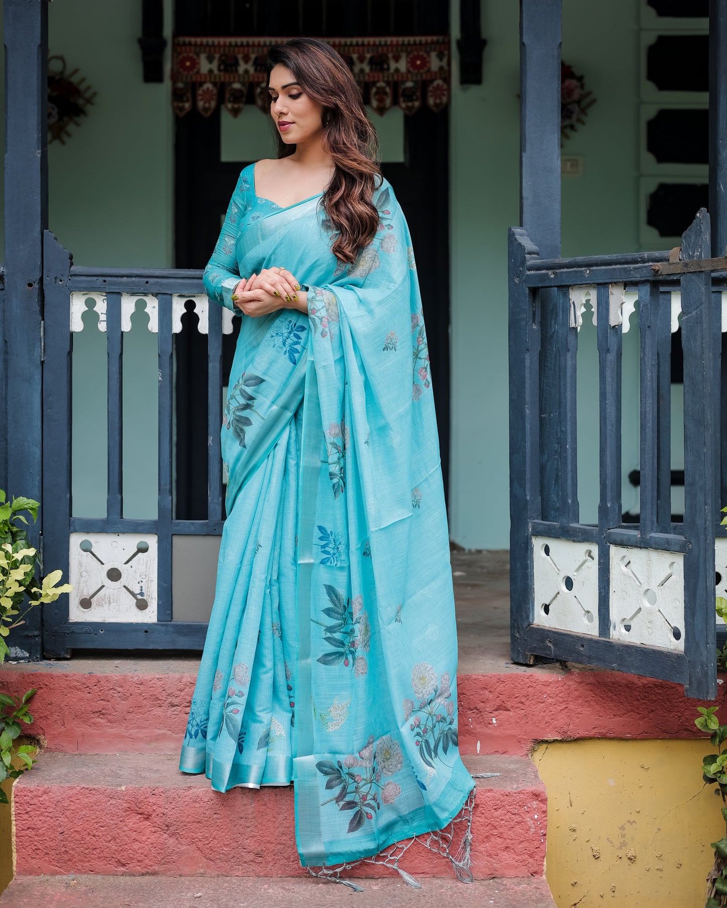 pure linen saree high quality - Tijori threads