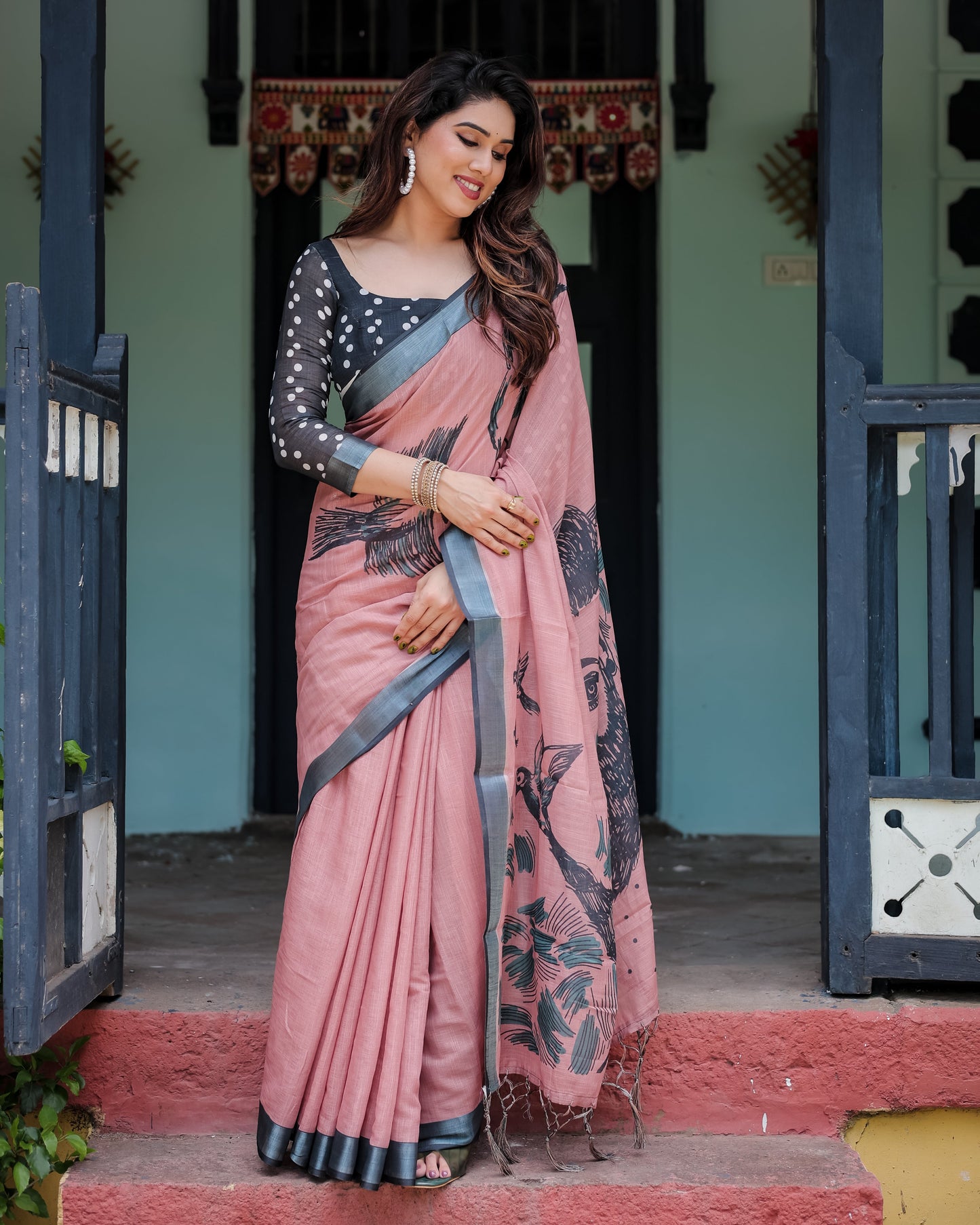 pure linen saree high quality - Tijori threads