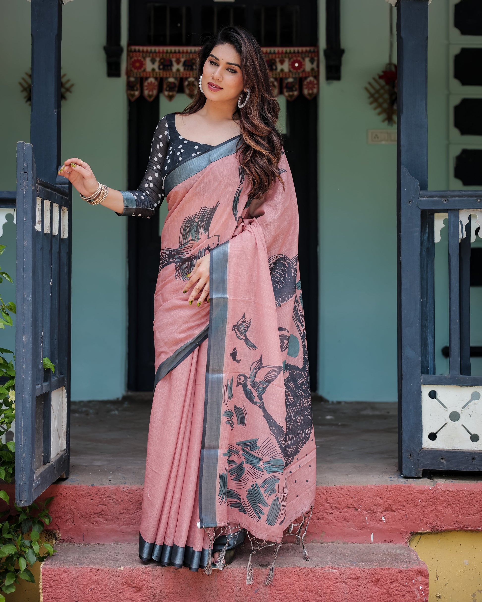 pure linen saree high quality - Tijori threads