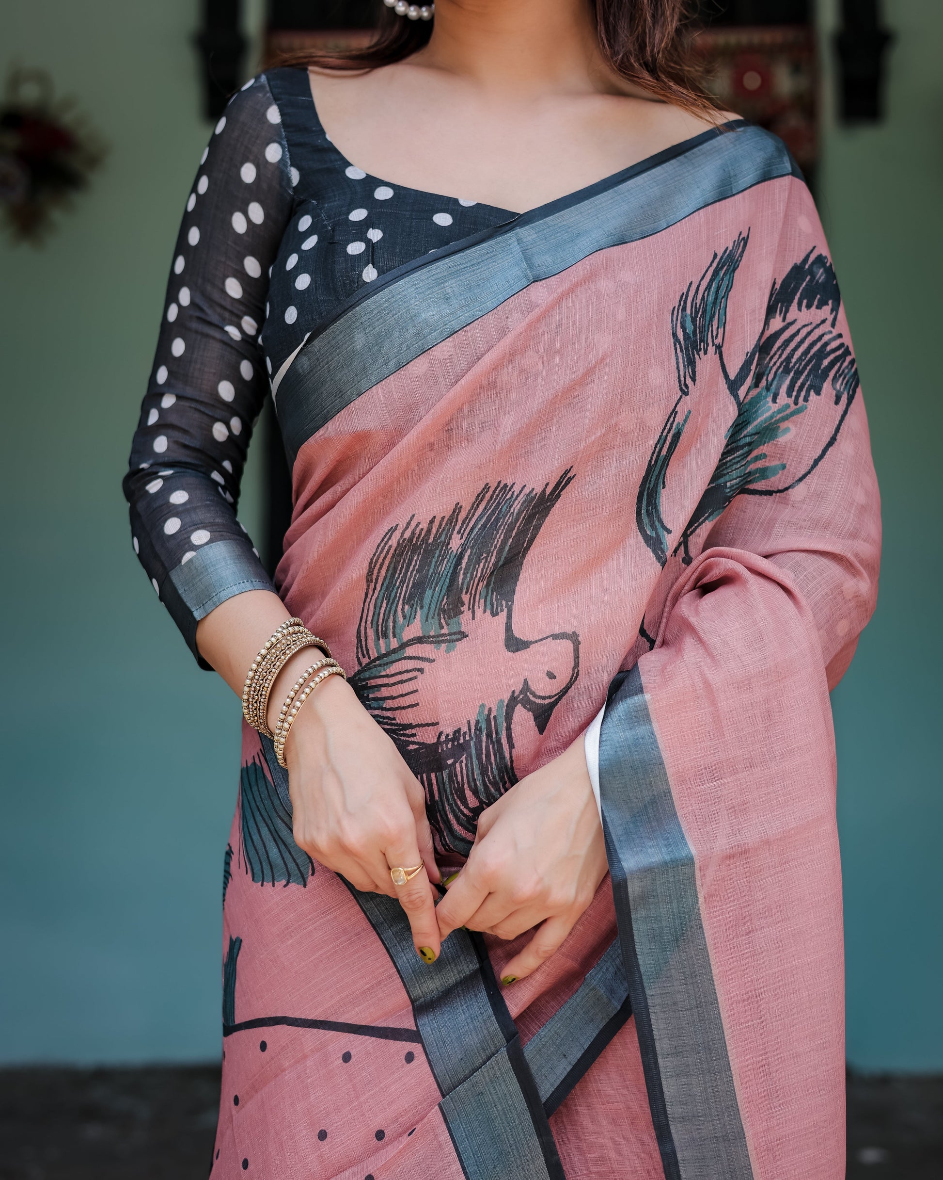 pure linen saree high quality - Tijori threads