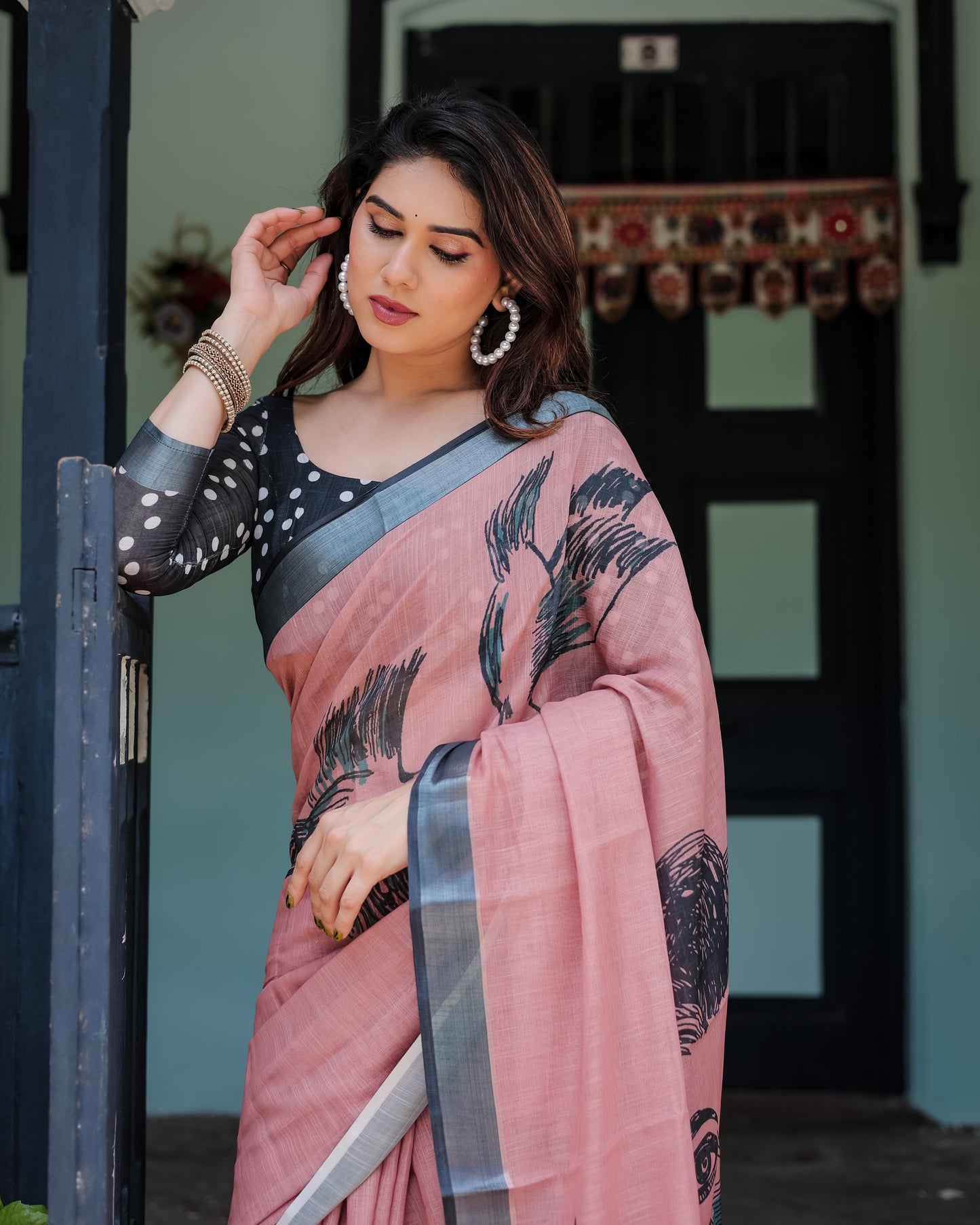 pure linen saree high quality - Tijori threads