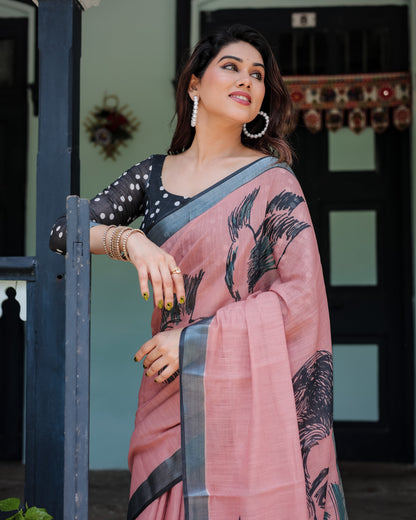 pure linen saree high quality - Tijori threads