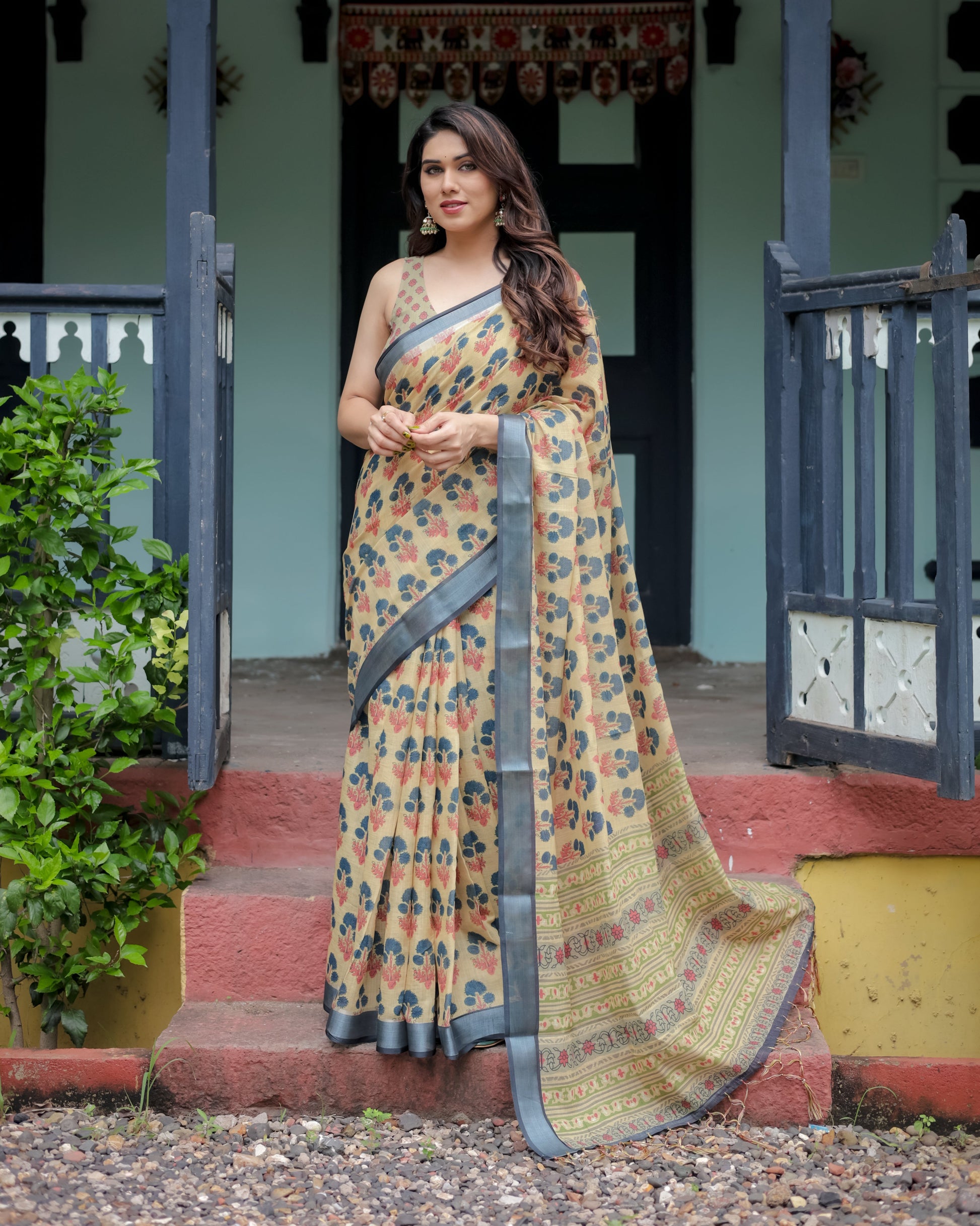 pure linen saree high quality - Tijori threads