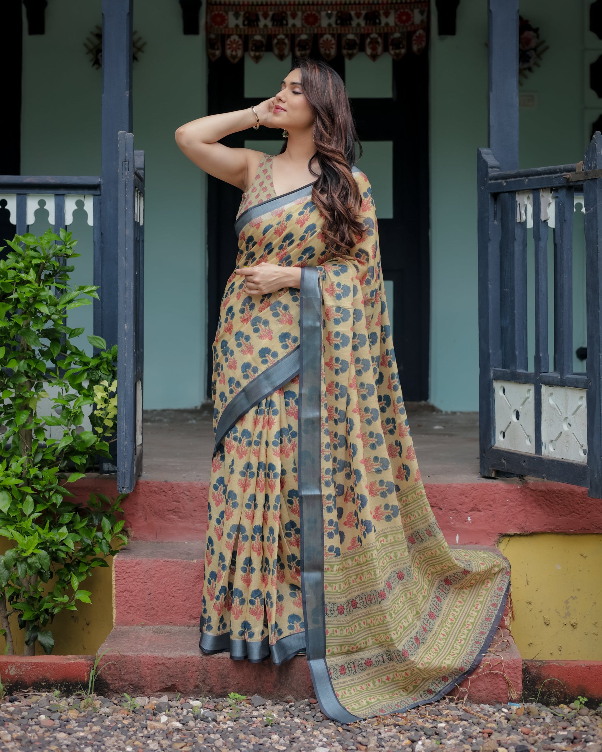 pure linen saree high quality - Tijori threads