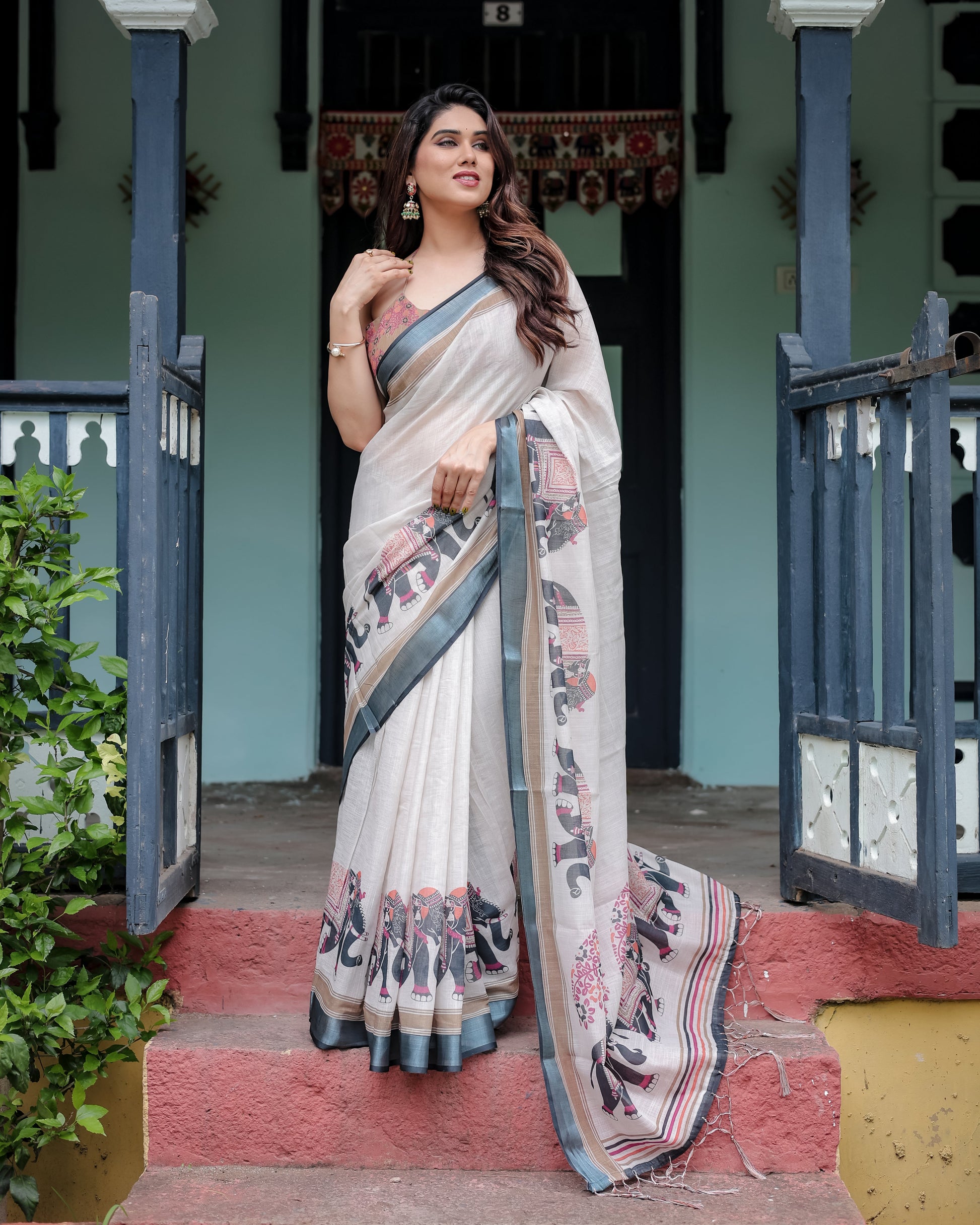 pure linen saree high quality - Tijori threads