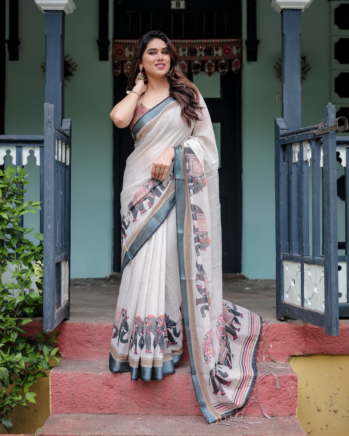 pure linen saree high quality - Tijori threads