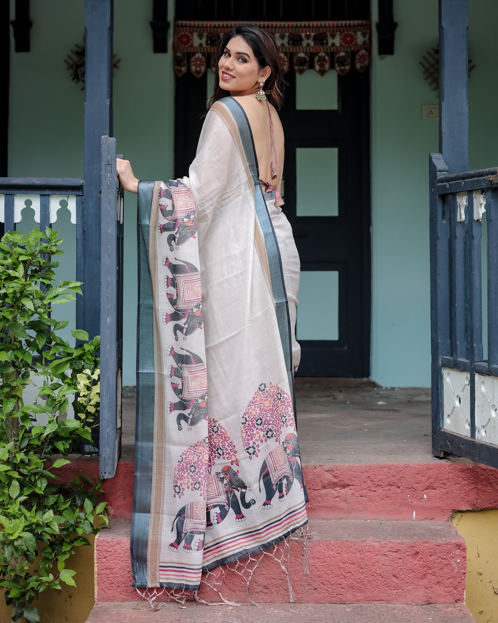 pure linen saree high quality - Tijori threads