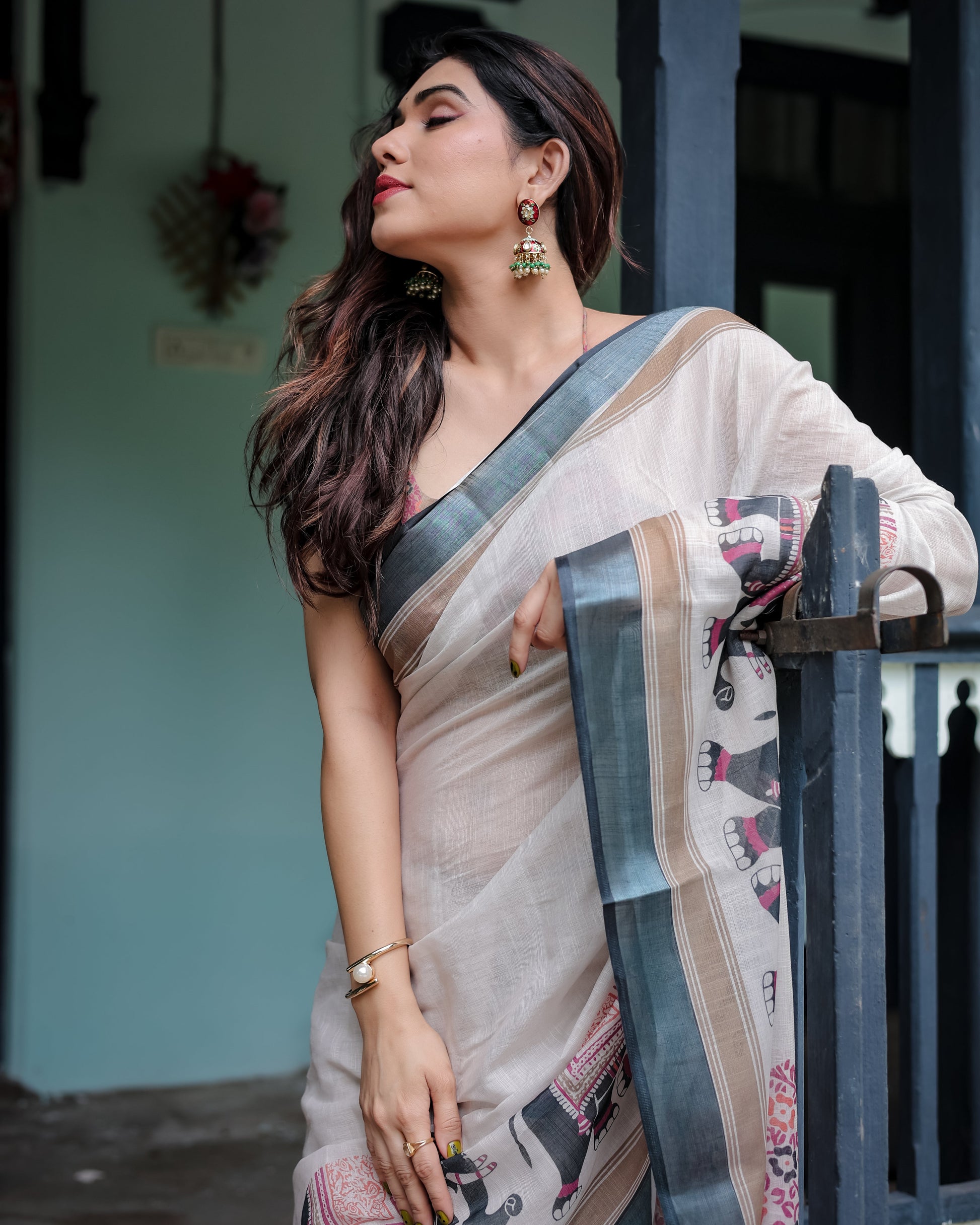 pure linen saree high quality - Tijori threads