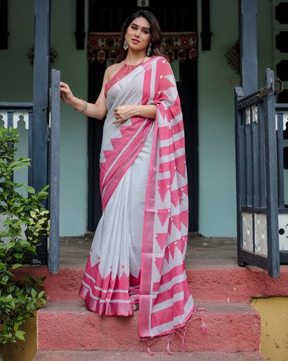 pure linen saree high quality - Tijori threads