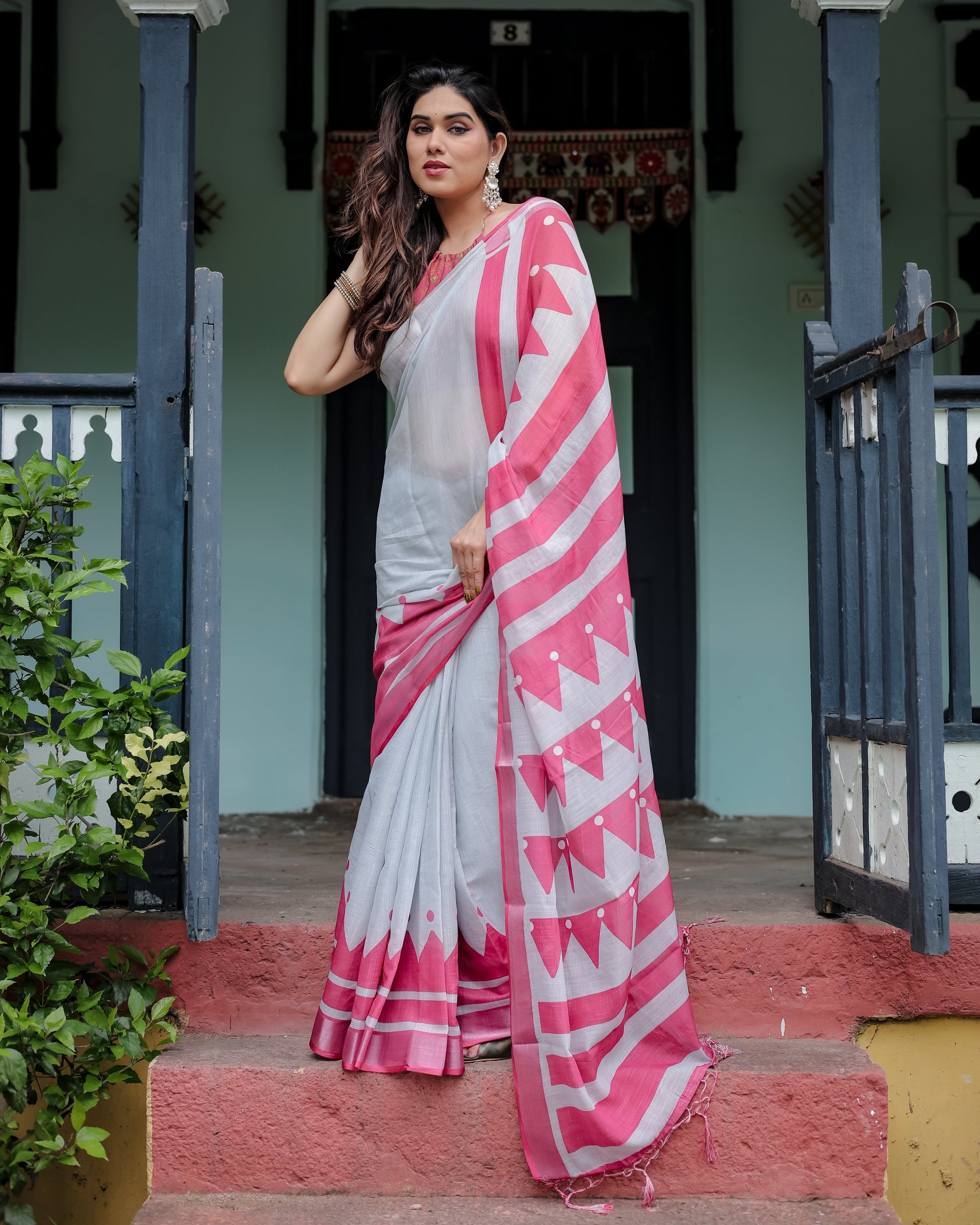 pure linen saree high quality - Tijori threads