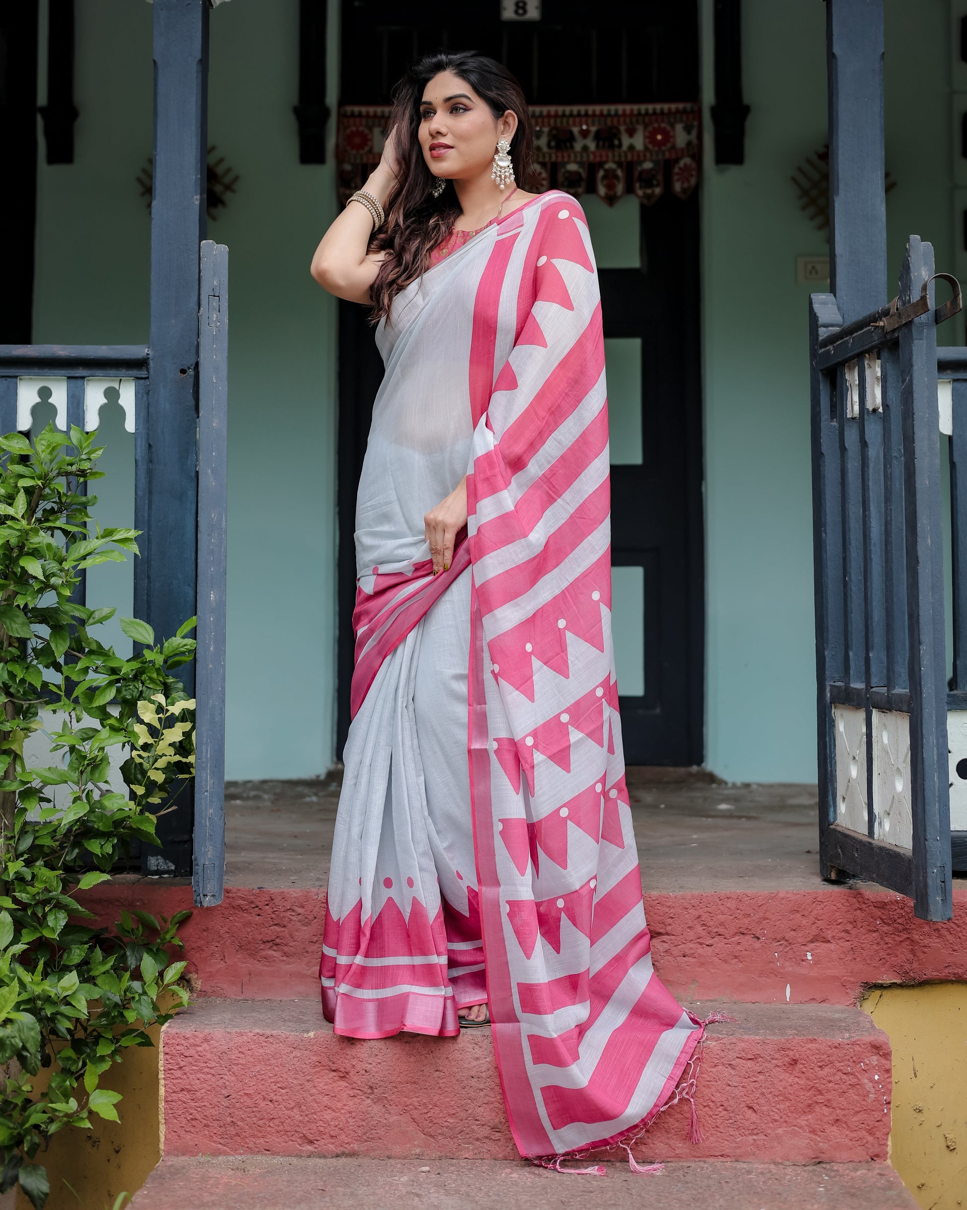 pure linen saree high quality - Tijori threads