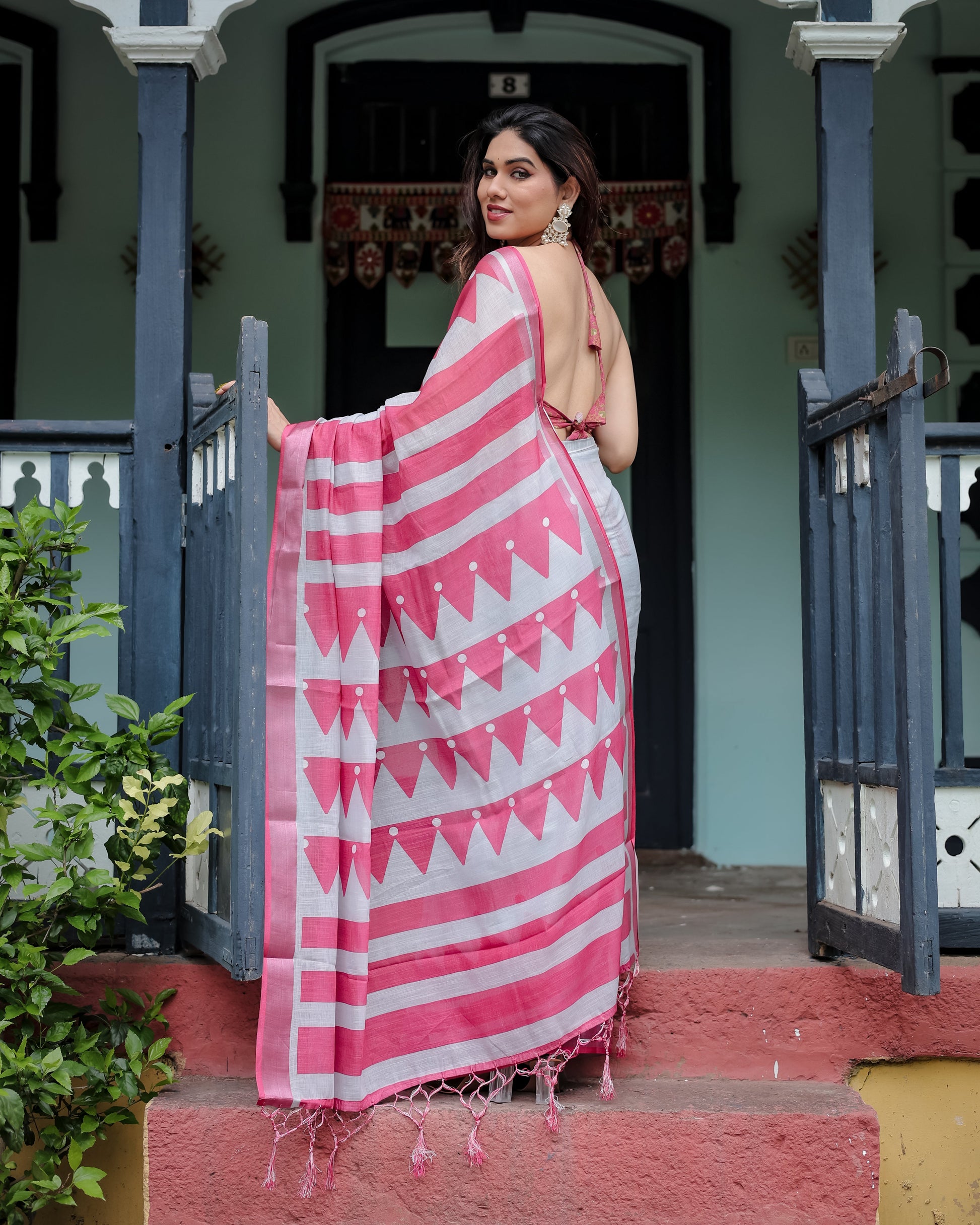 pure linen saree high quality - Tijori threads