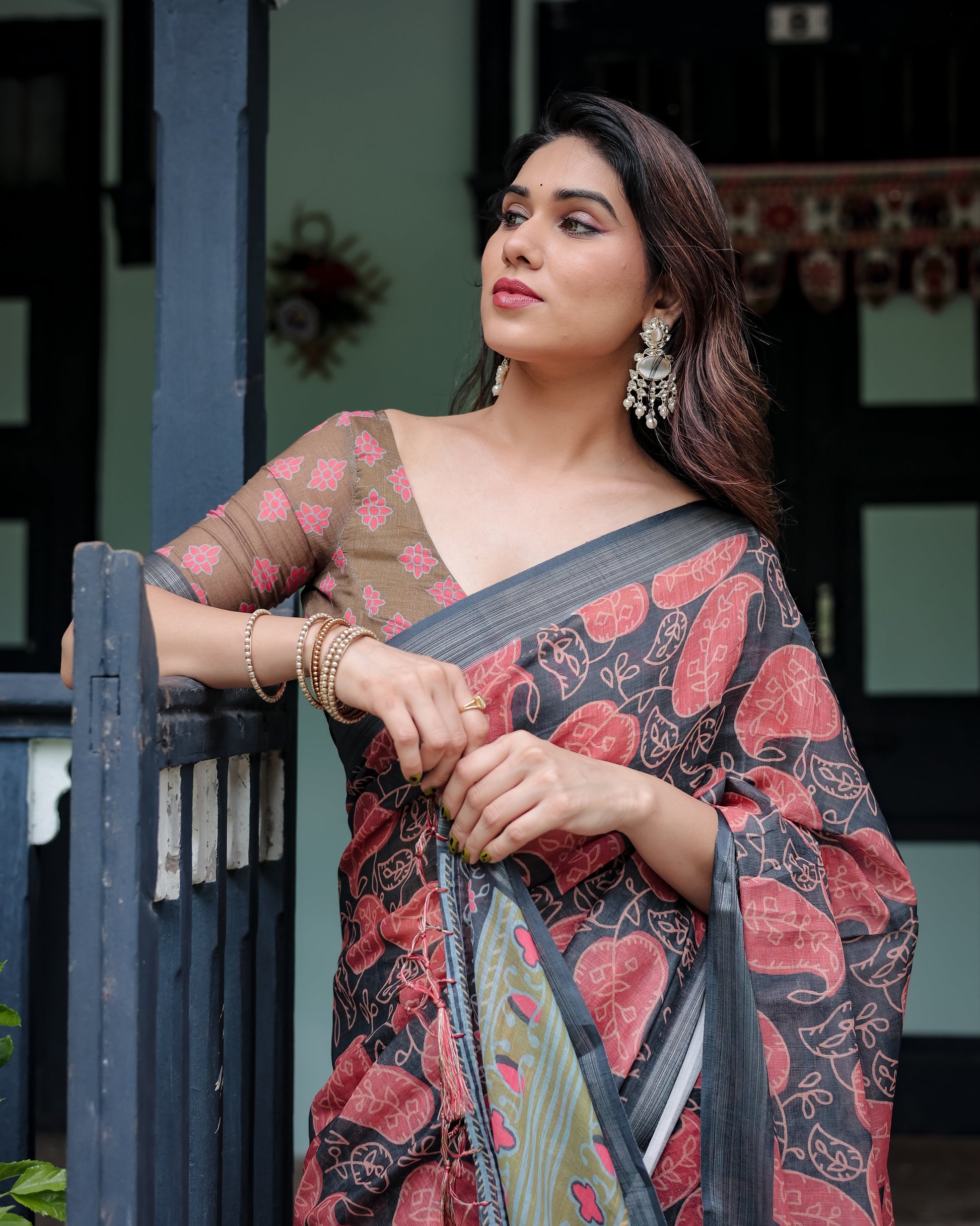 pure linen saree high quality - Tijori threads