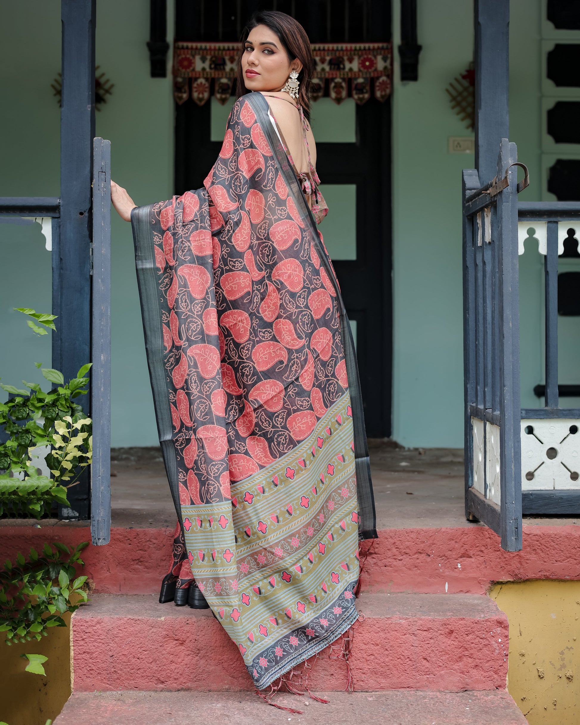 pure linen saree high quality - Tijori threads