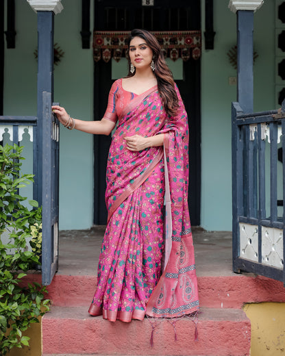 pure linen saree high quality - Tijori threads