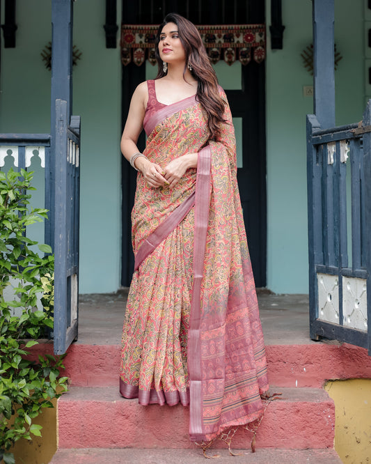 pure linen saree high quality - Tijori threads