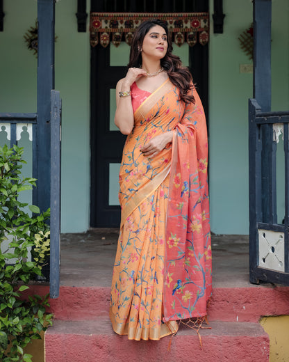 pure linen saree high quality - Tijori threads